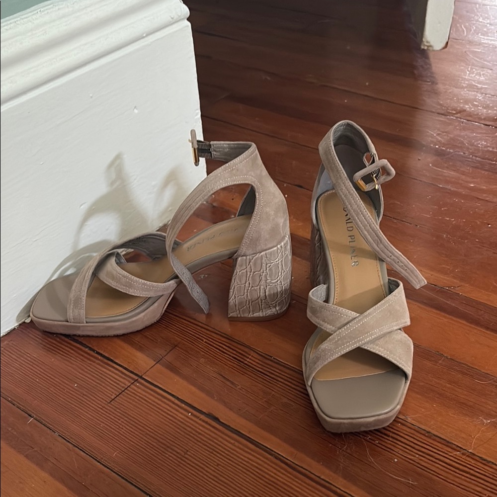 Donald J. Pliner Tan Heeled Sandals with Ankle Strap